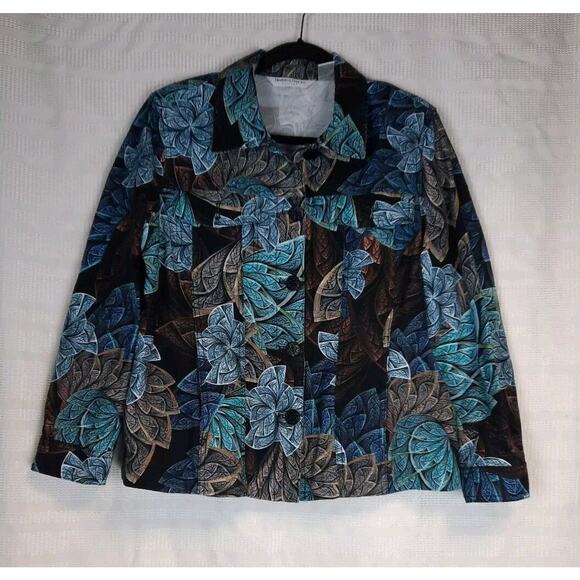 Draper's & Damon's Blazer Women's PL Multicolor Pockets‎ Floral Button Front - Picture 1 of 6